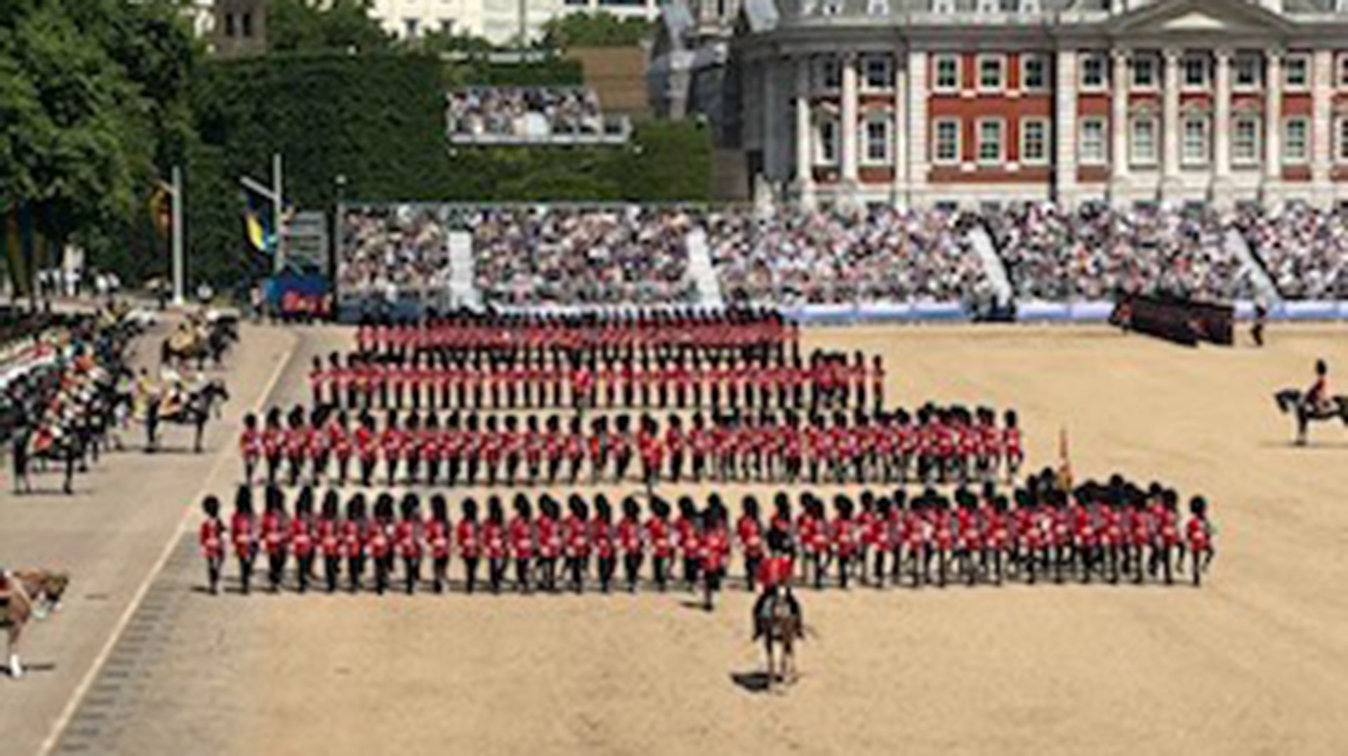 It is known as Trooping the Colour, when the sovereign's colour is trooped in front of the King
